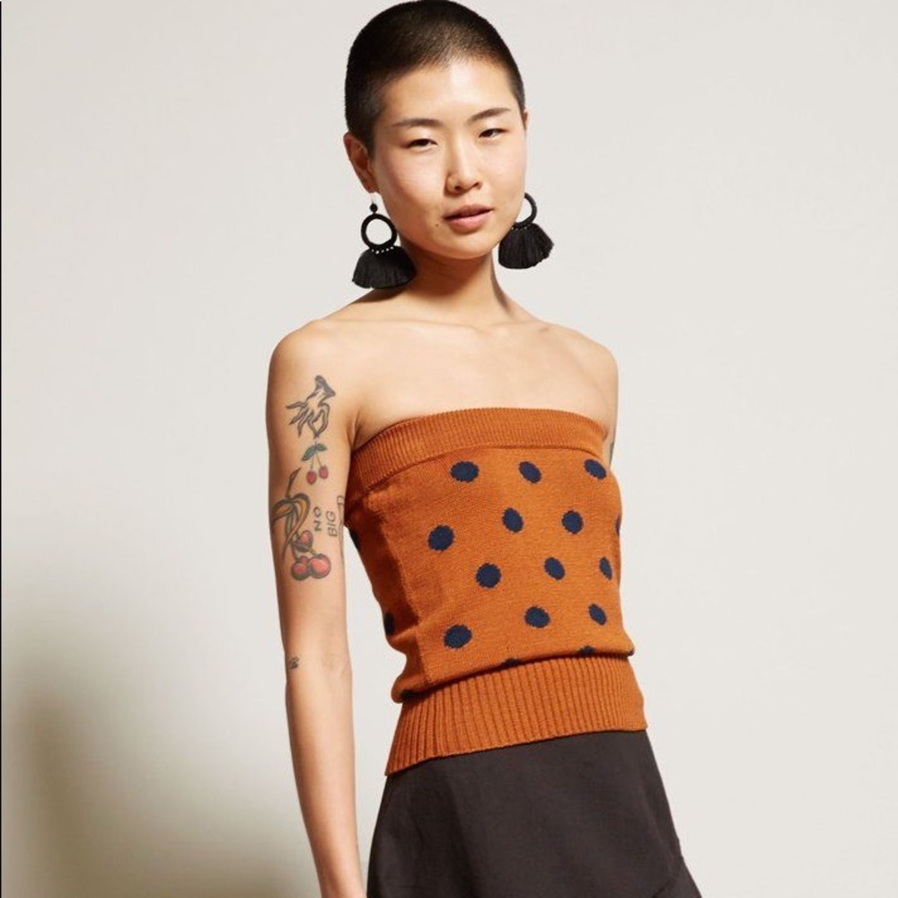 No6 store Edie Strapless knit top